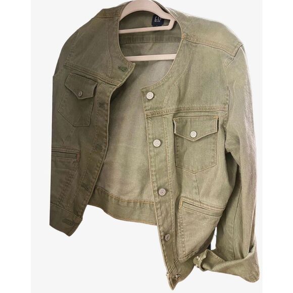 Gap Sage Green Denim Jacket Sz Large - Picture 4 of 5